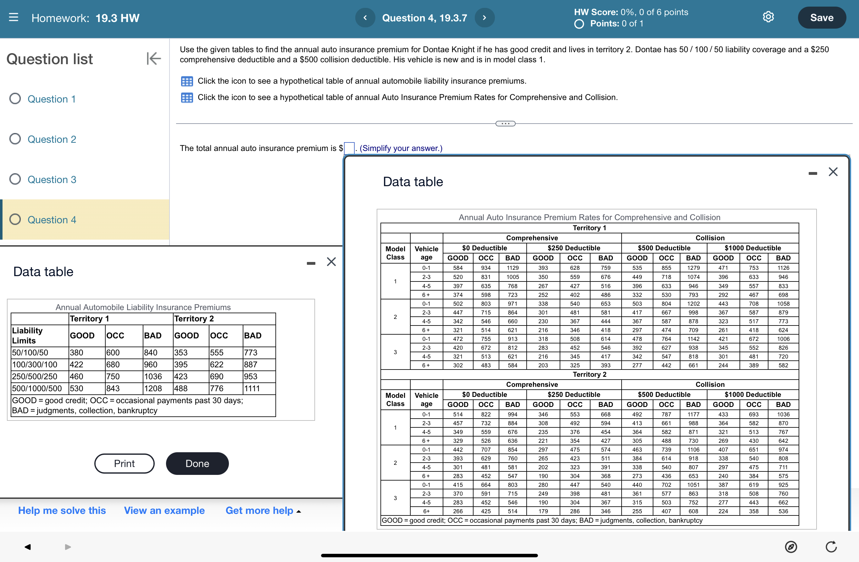 I Credit Model Vehlcle Llablllty Comprehensive Colllslon Territory rating class age coverage