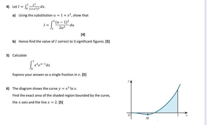  4) Let / = Jo (+rapidx. a) Using the substitution u