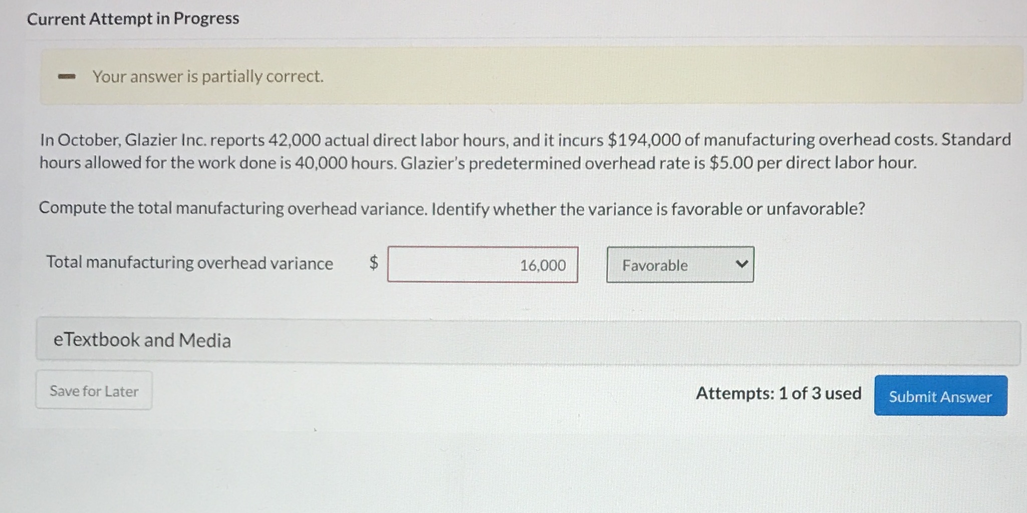  Current Attempt in Progress Your answer is partially correct. In October,