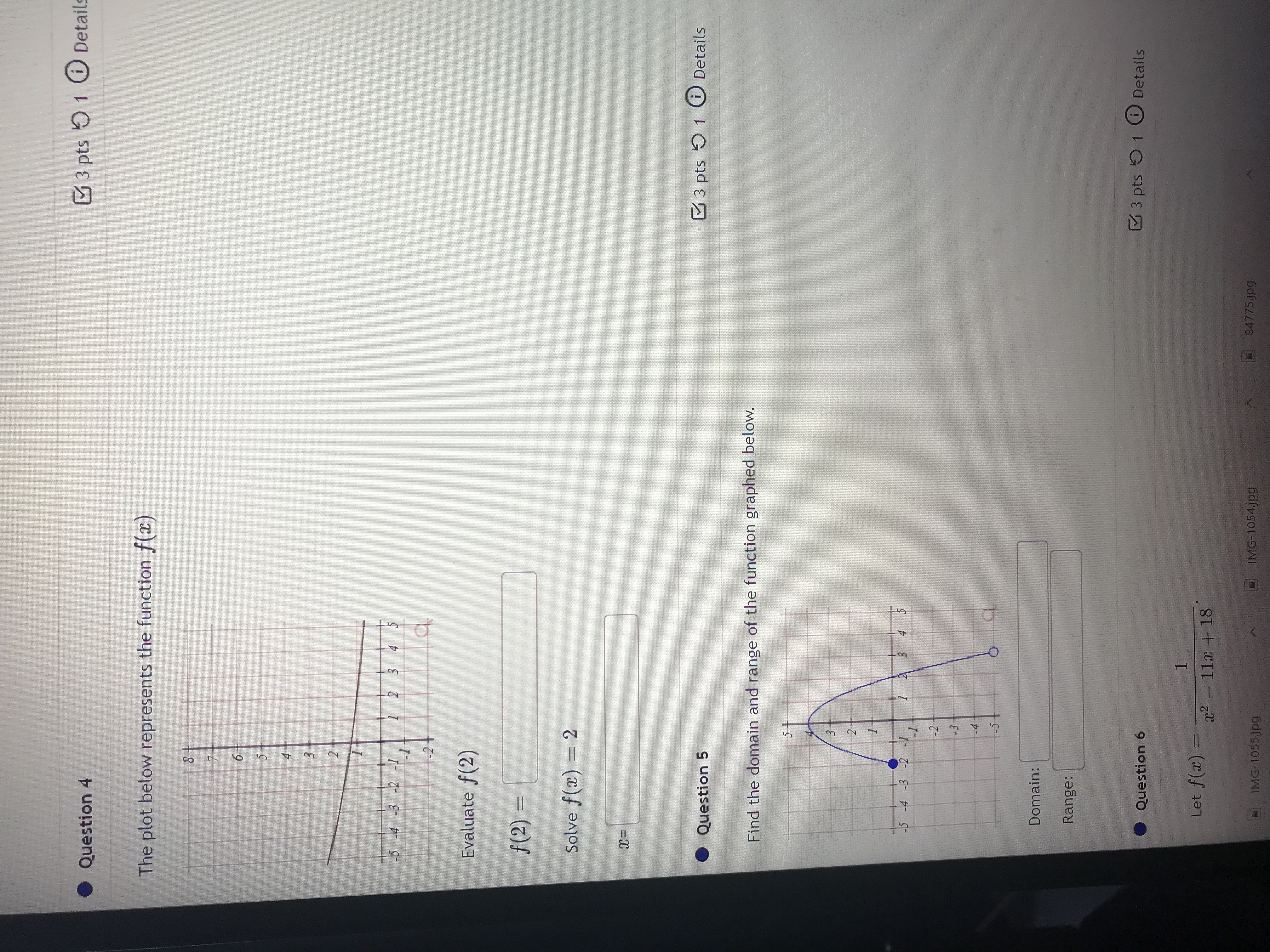  Question 4 3 pts 9 1 0 Detail The plot below