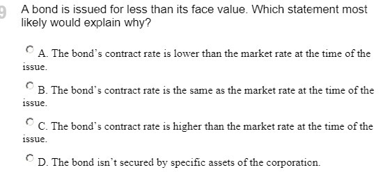 A bond is issued for less than its face value. Which