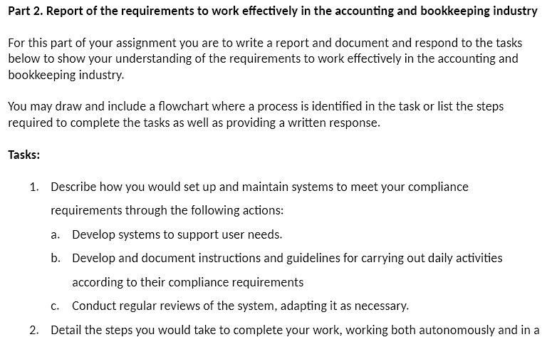 i need answer for the below screenshoots ,please? Part 2. Report of