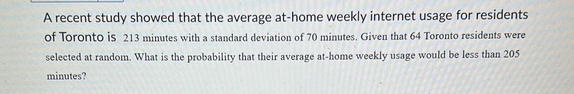  A recent study showed that the average at-home weekly internet usage