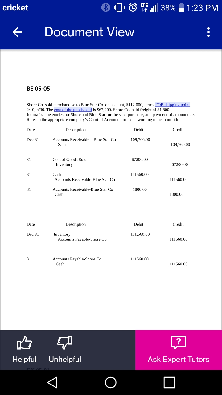 cricket it. 38% 1:23 PM K Document View . . .
