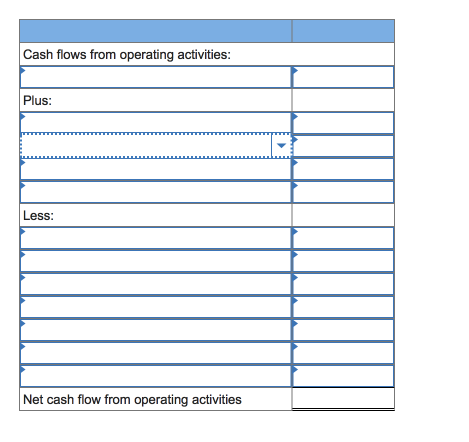 Company presents its statement of cash flows using the indirect method. The
