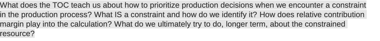 Please answer the following question: What does the TOC teach us about