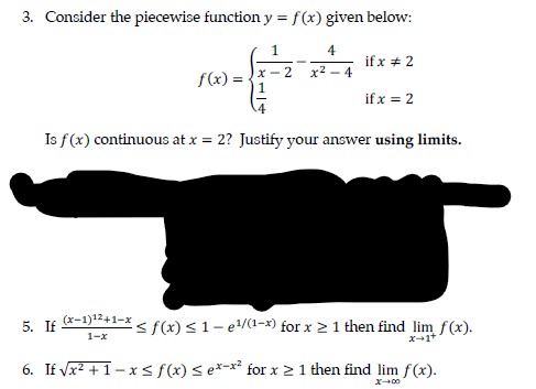  3. Consider the piecewise function y = f(x) given below: 1