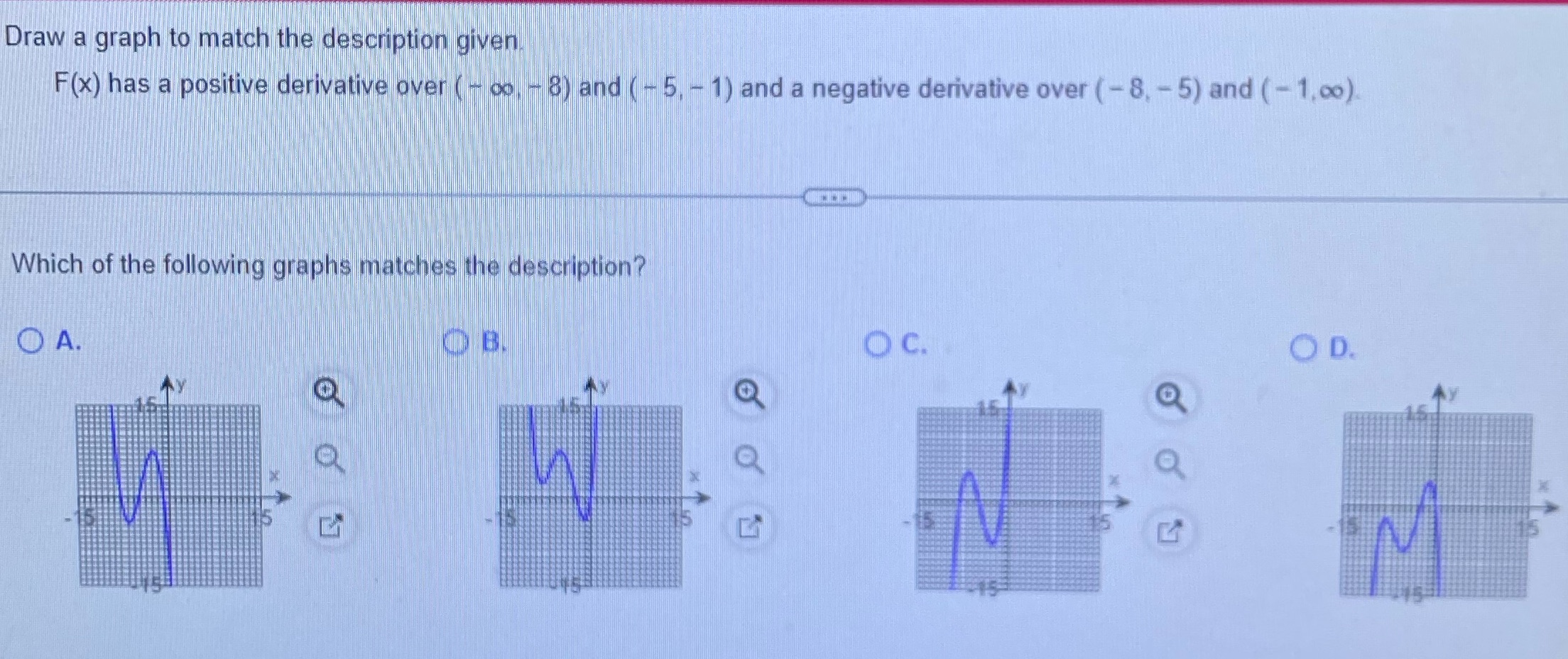 Draw a graph to match the description given F(x) has a