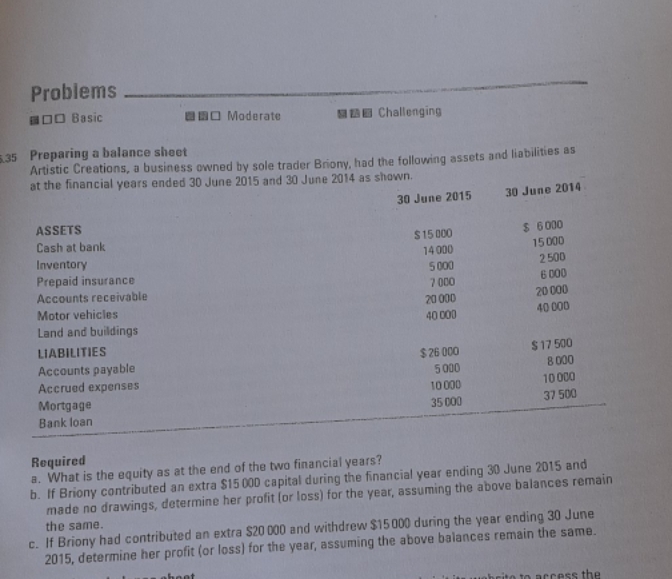 Answers please Problems GOO Basic 180 Moderate DEChallenging Preparing a balance shoot