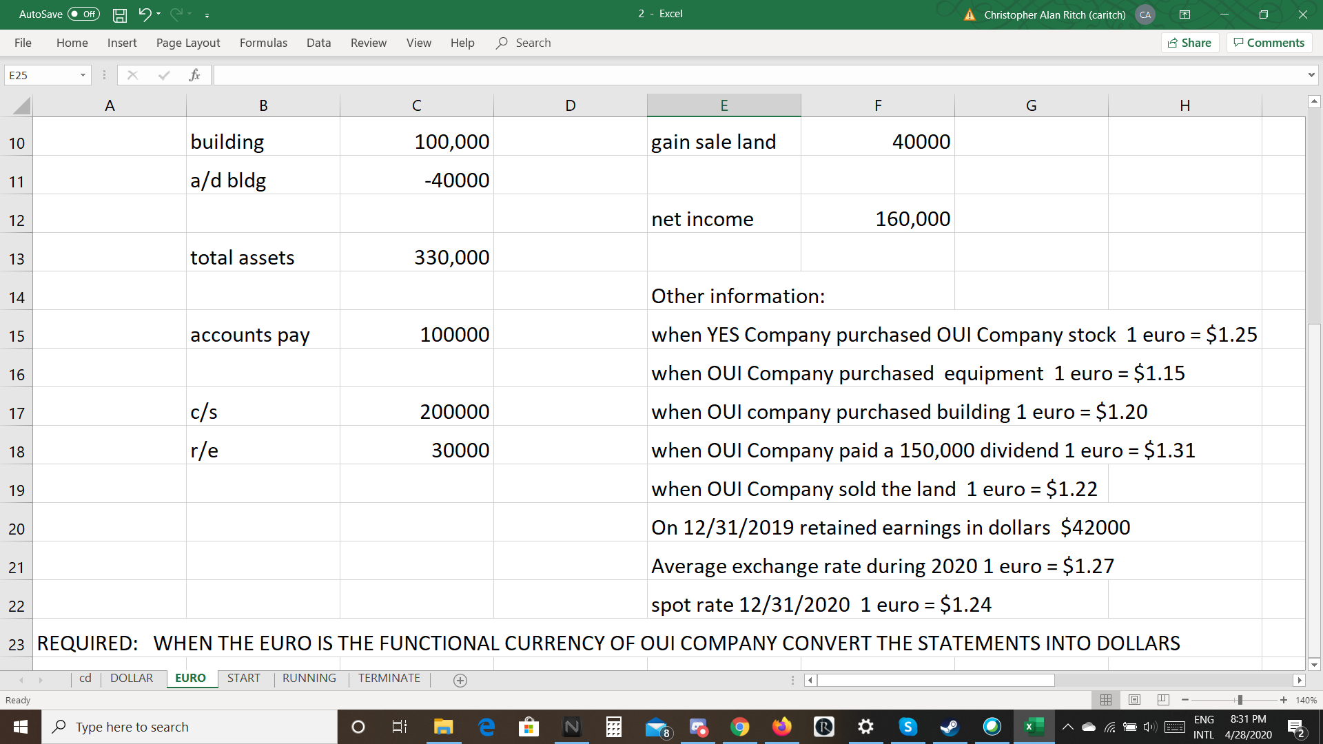 (caritch) CA X File Home Insert Page Layout Formulas Data Review View