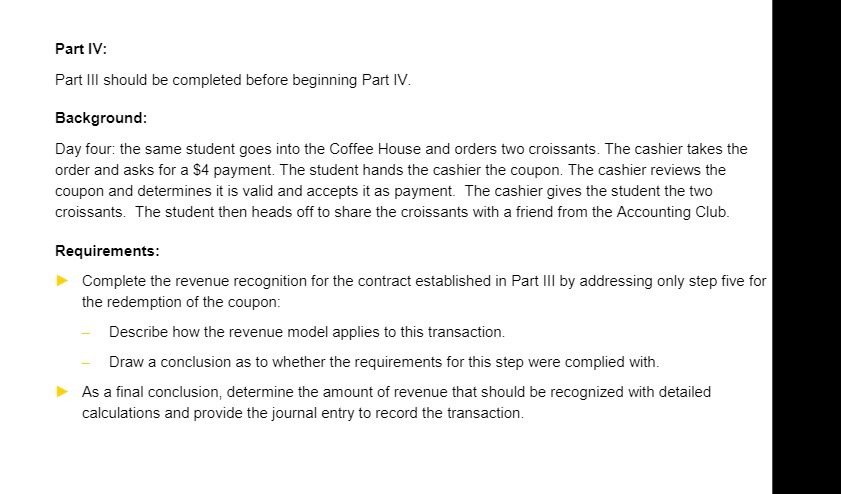  Part IV: Part I" should be completed before beginning Part l'v'.