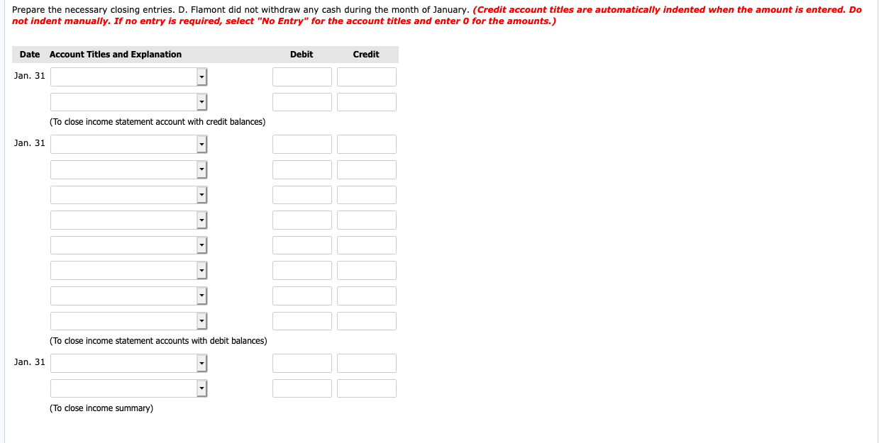 by D. Flamont, for the month of January 2017. Ending inventory per