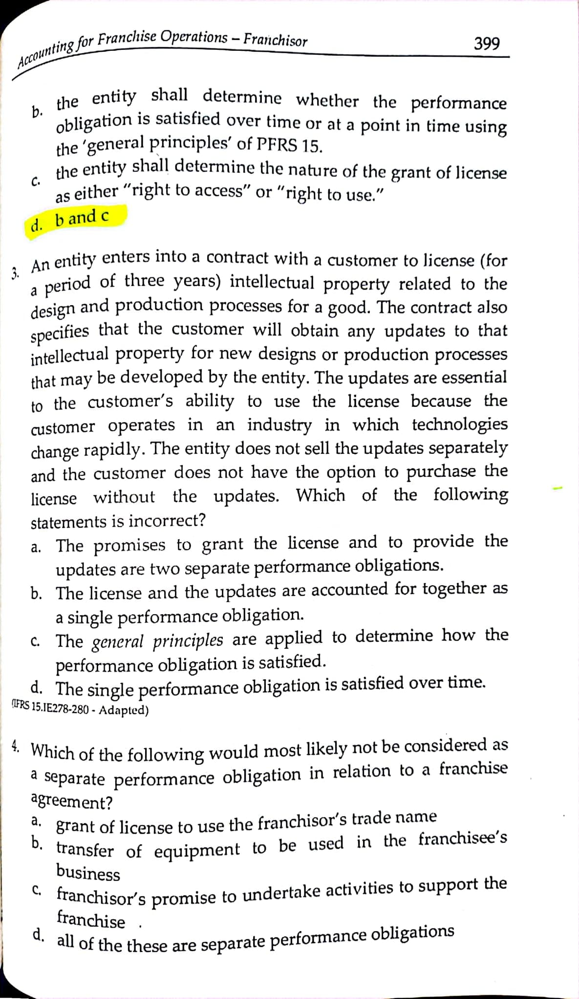 ' 1. PFRS 15 does not address the accounting for \"Venue Prom
