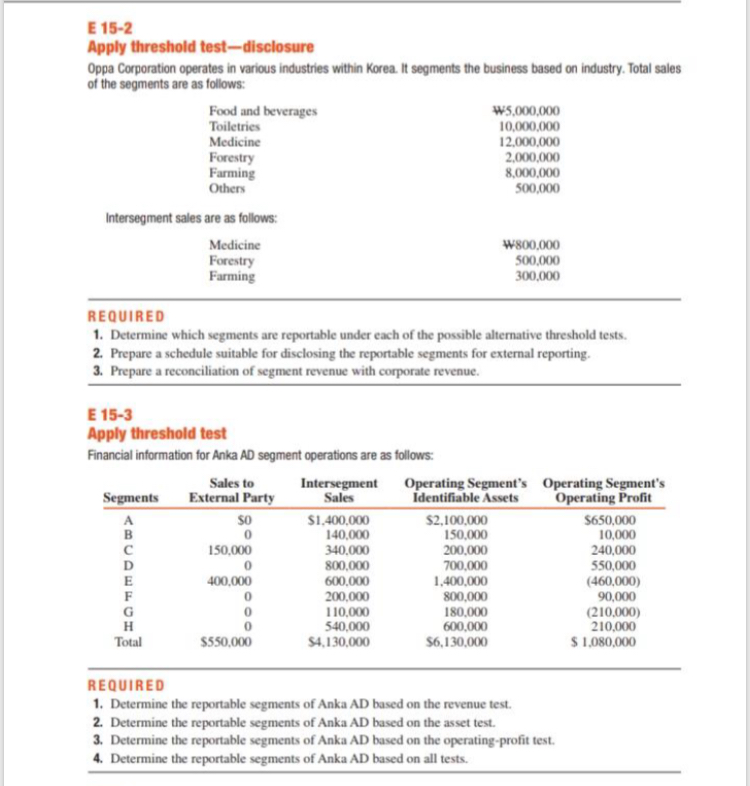 Question for E 15-2 and E 15-3 on the picture below E