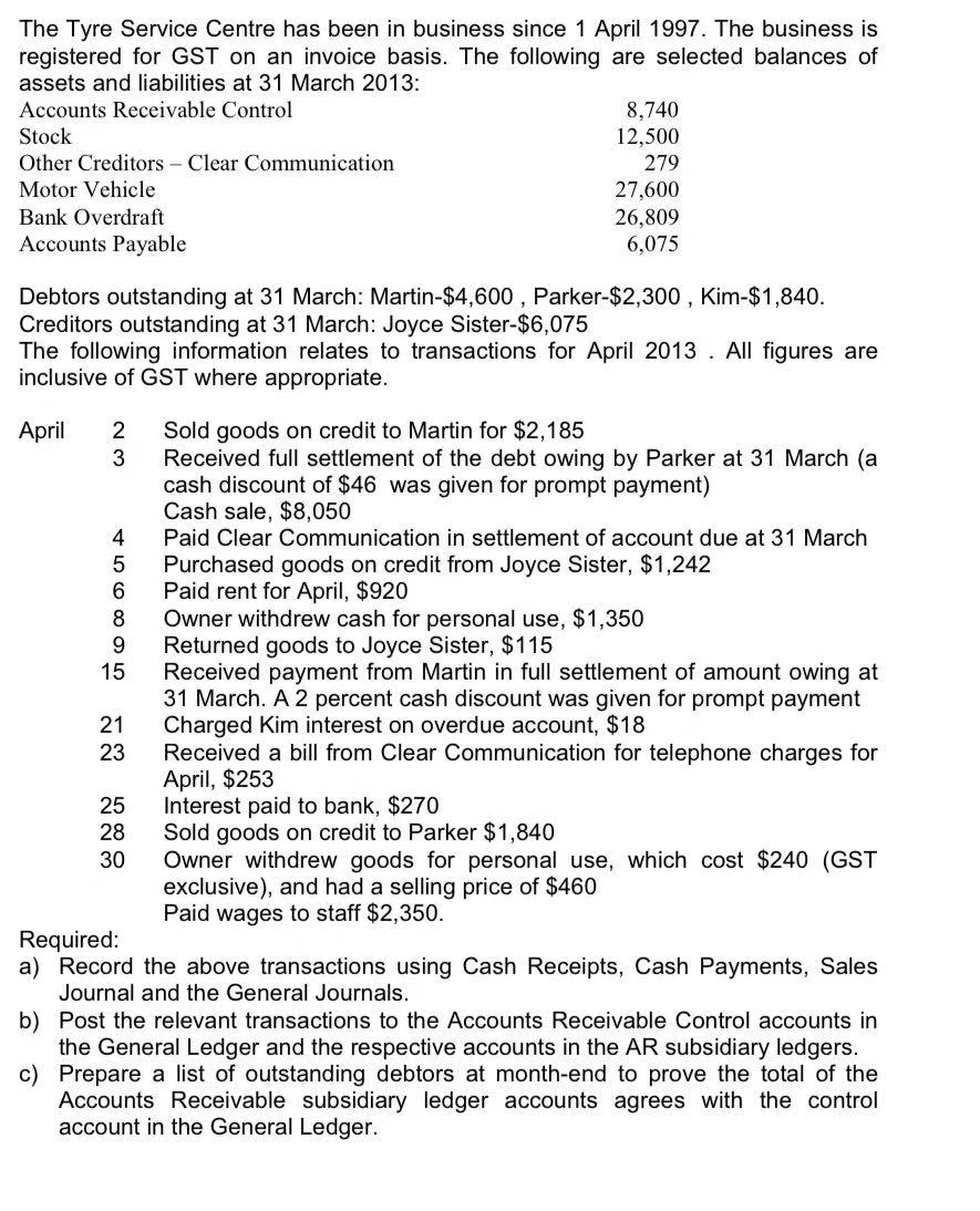 can you answer this question? The Tyre Service Centre has been in