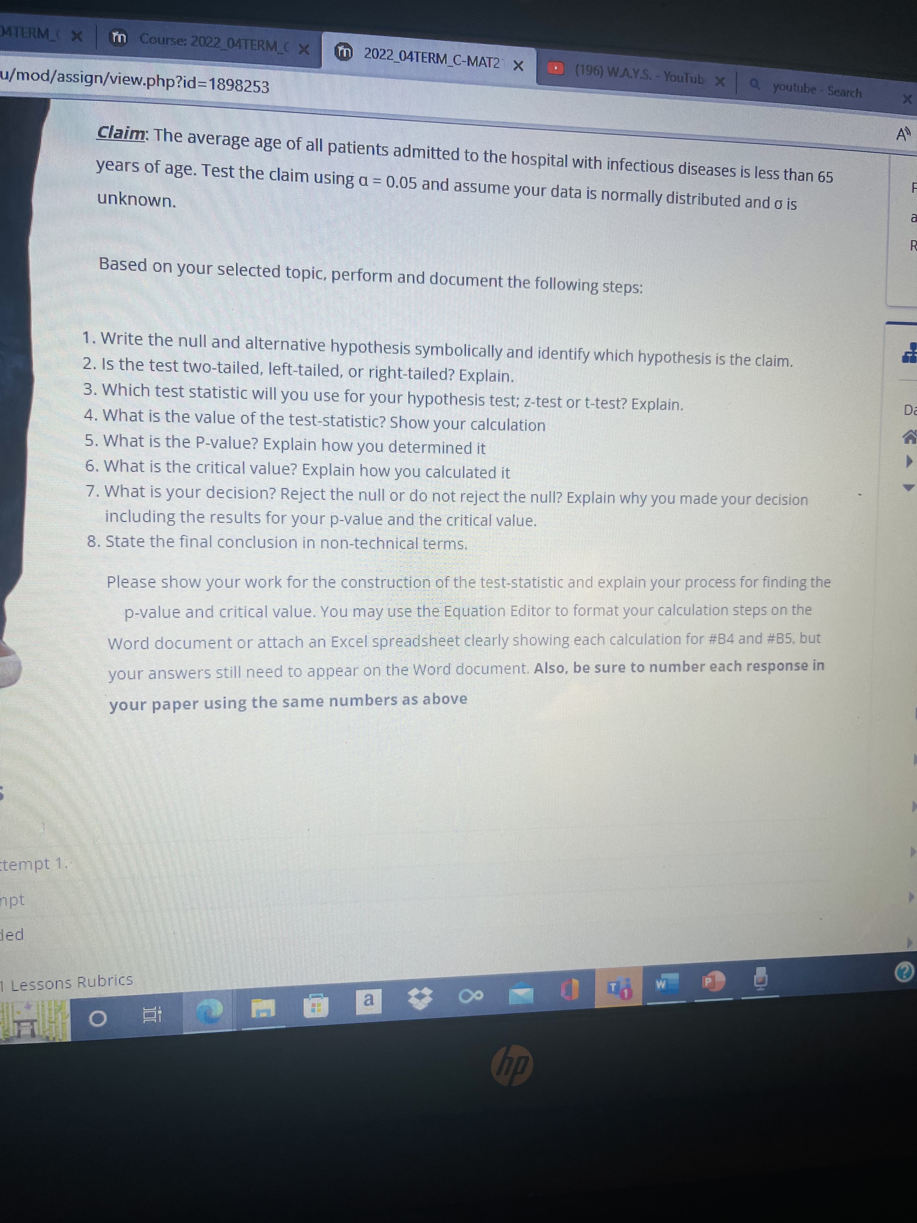 average age of all patients admitted to the hospital with Infectious diseases