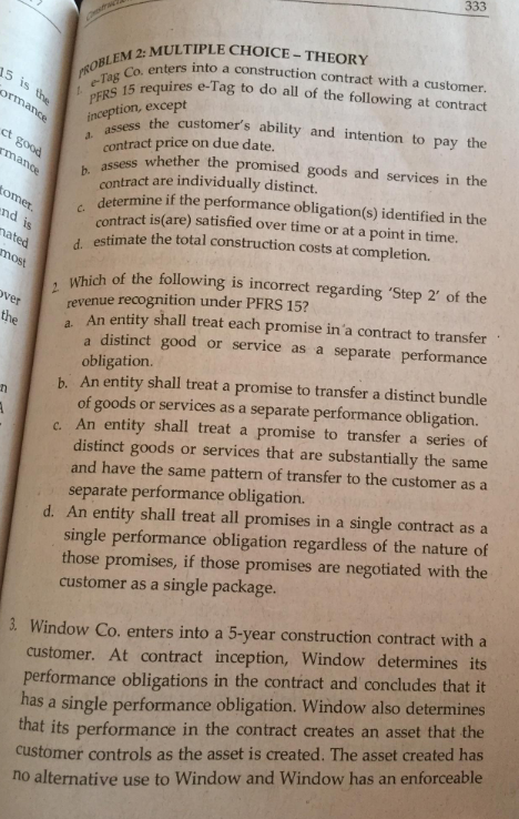 MULTIPLE CHOICE - THEORY co. enters into a construction cmtract With a