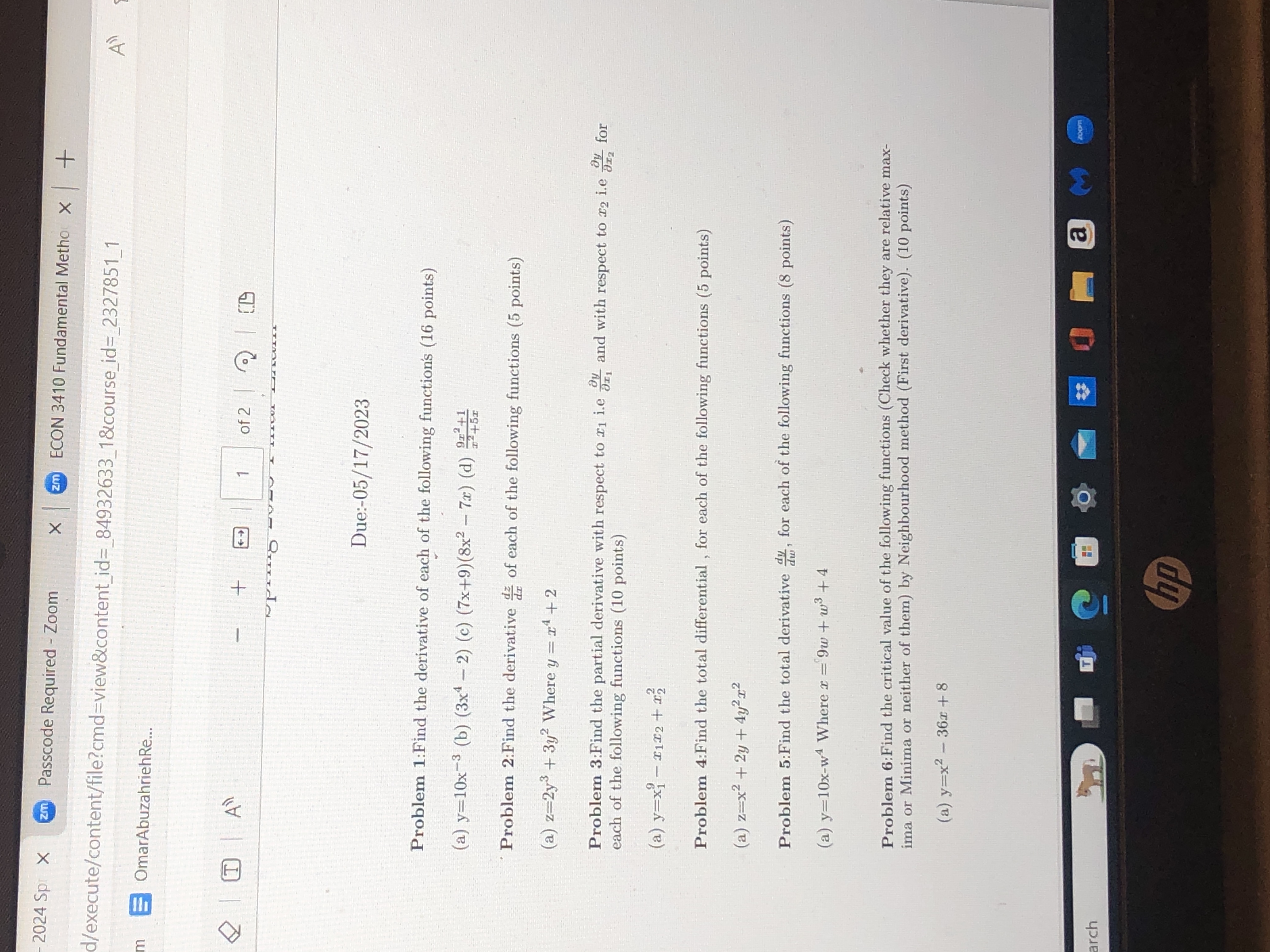 2024 Spr X zm Passcode Required - Zoom X zm ECON