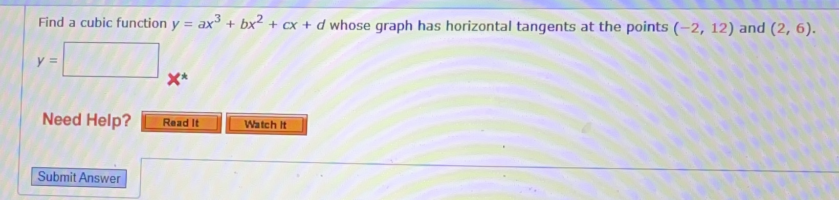  Find a cubic function y = ax + bx-+ cx +