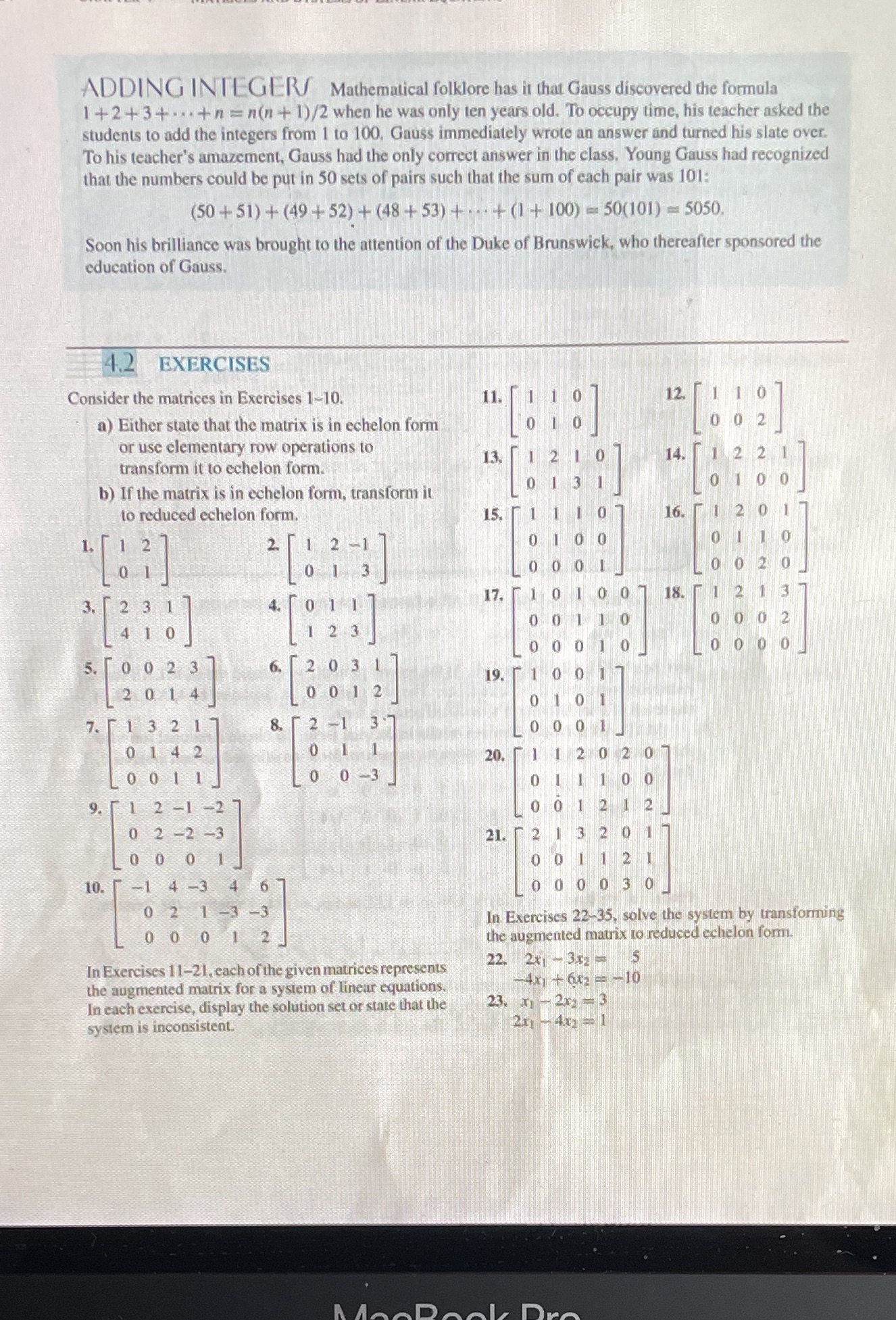 Answer questions 10, 21 ADDING INTEGERS Mathematical folklore has it that Gauss