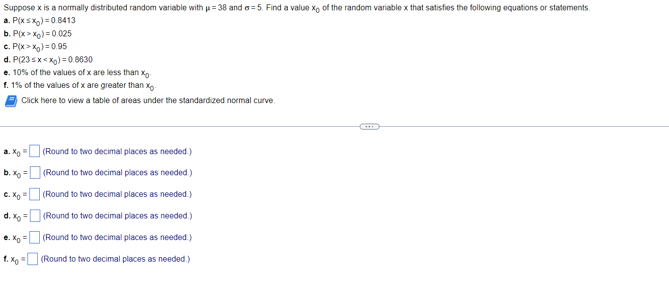  Suppose x lS a normally distributed random variable With p: 38