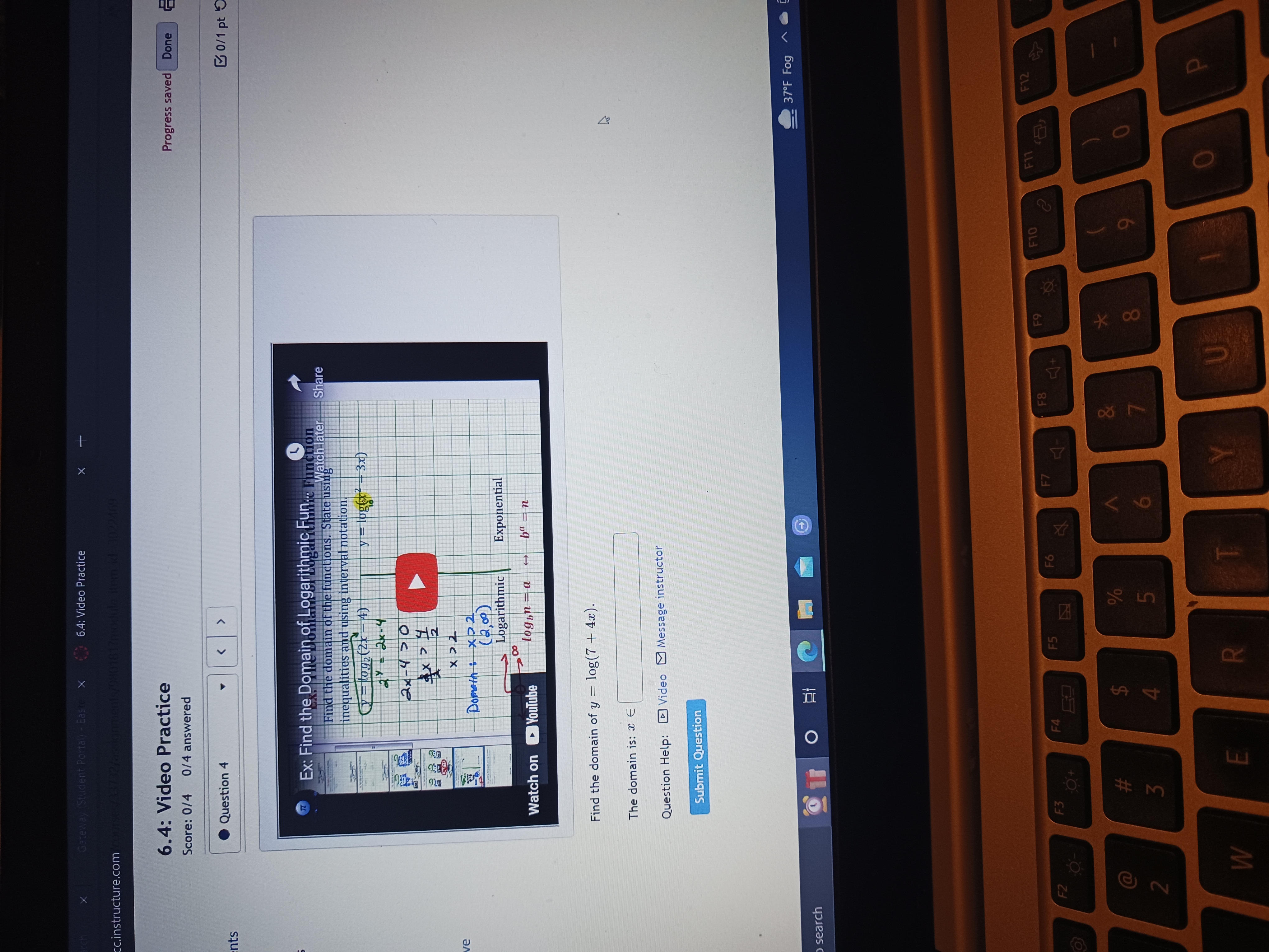 Gateway (Student Portal) - Easter > 6.4: Video Practice c.instructure.com 6.4: