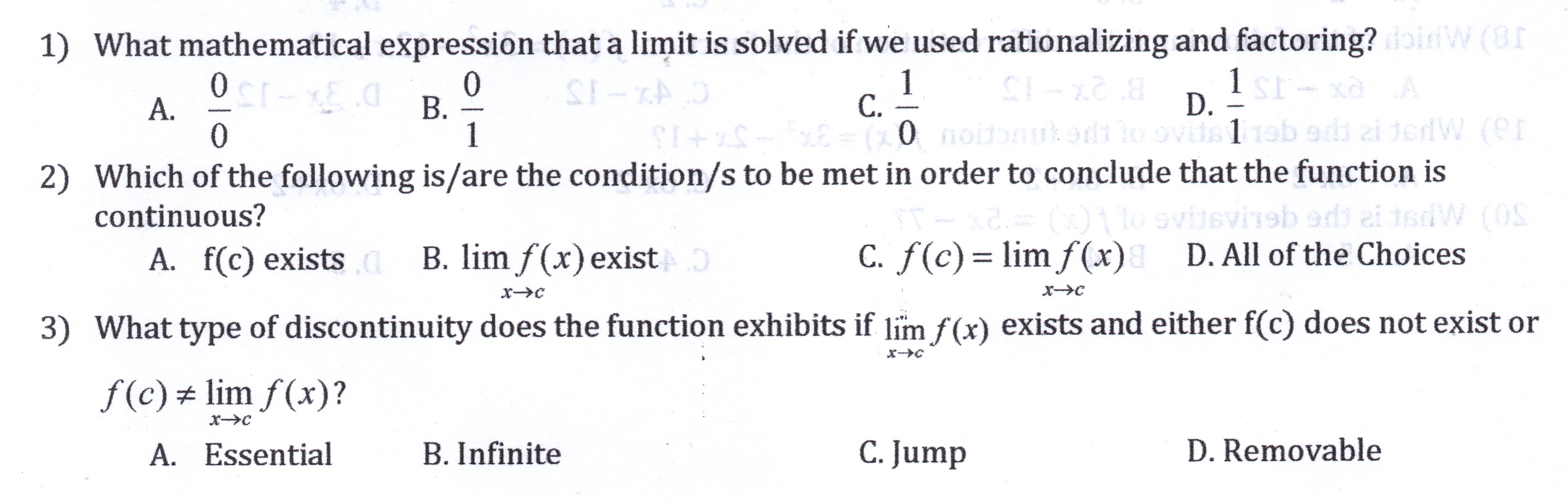 lim f(x ) does not exist because lim f(x) # lim f(x)?