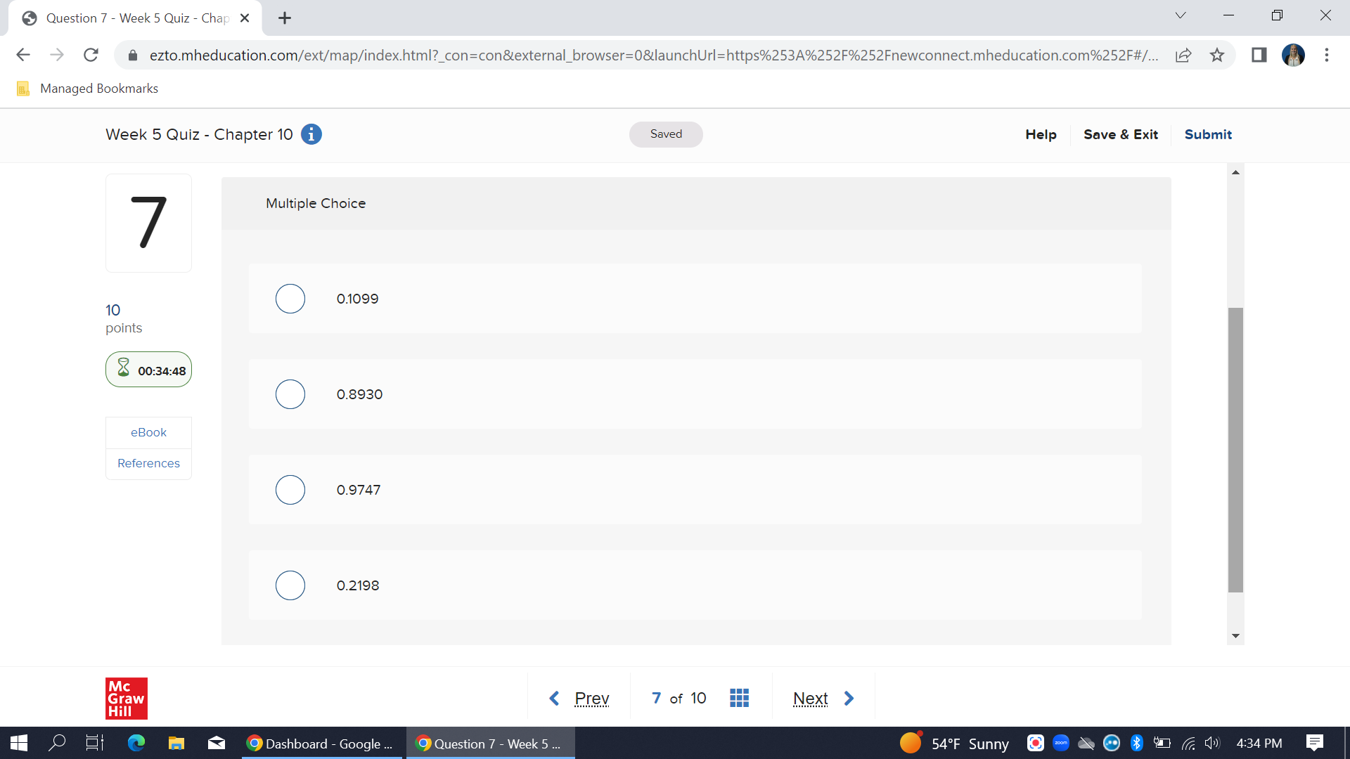 X -> C A ezto.mheducation.com/ext/map/index.html?_con=con&external_browser=0&launchUrl=https%253A%252F%252Fnewconnect.mheducation.com%252F#/... [ . .. Managed Bookmarks Week 5