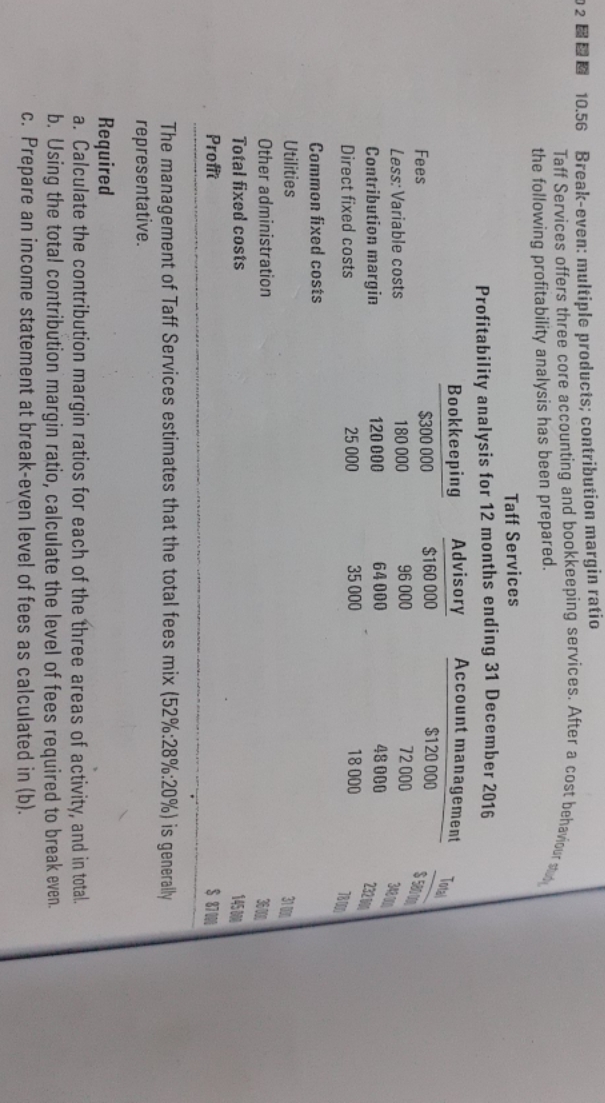 Can you solve this for me please 02 BEE 10.56 Break-even: multiple