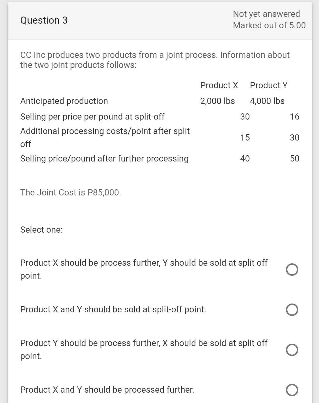 1. AA processing Company is considering whether to make 2,000 units of