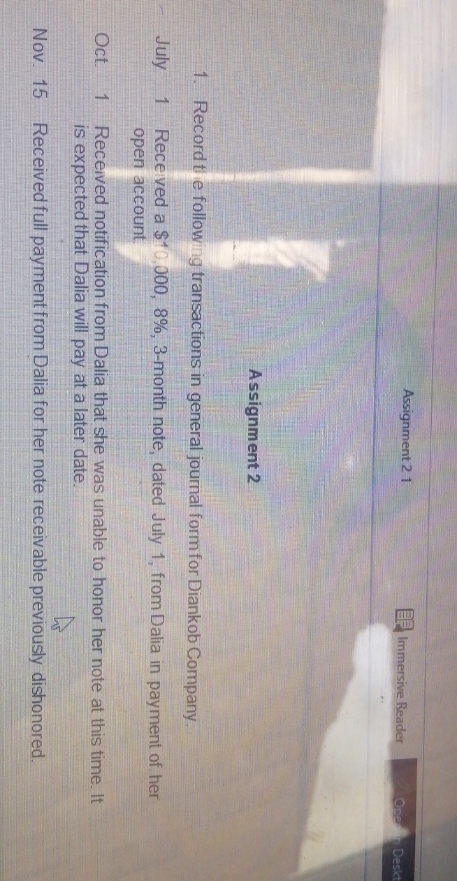 accounting 2 Assignment 2 1 Immersive Reader Open in Desk Assignment 2