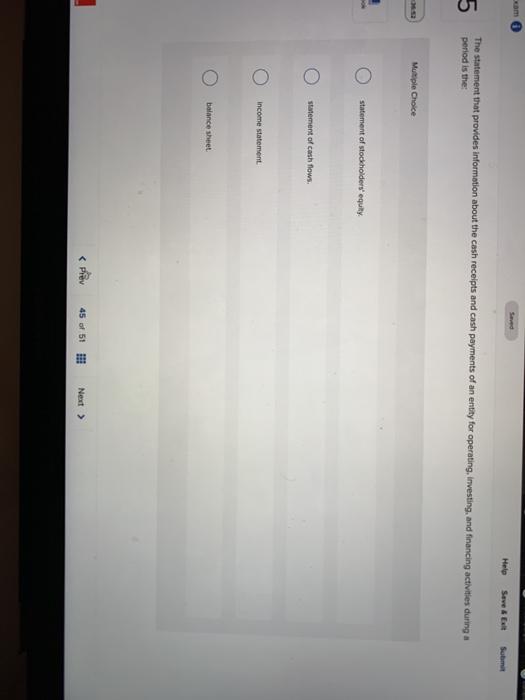 xam 5 3652 Saved Help Save & Exit Submit The statement that