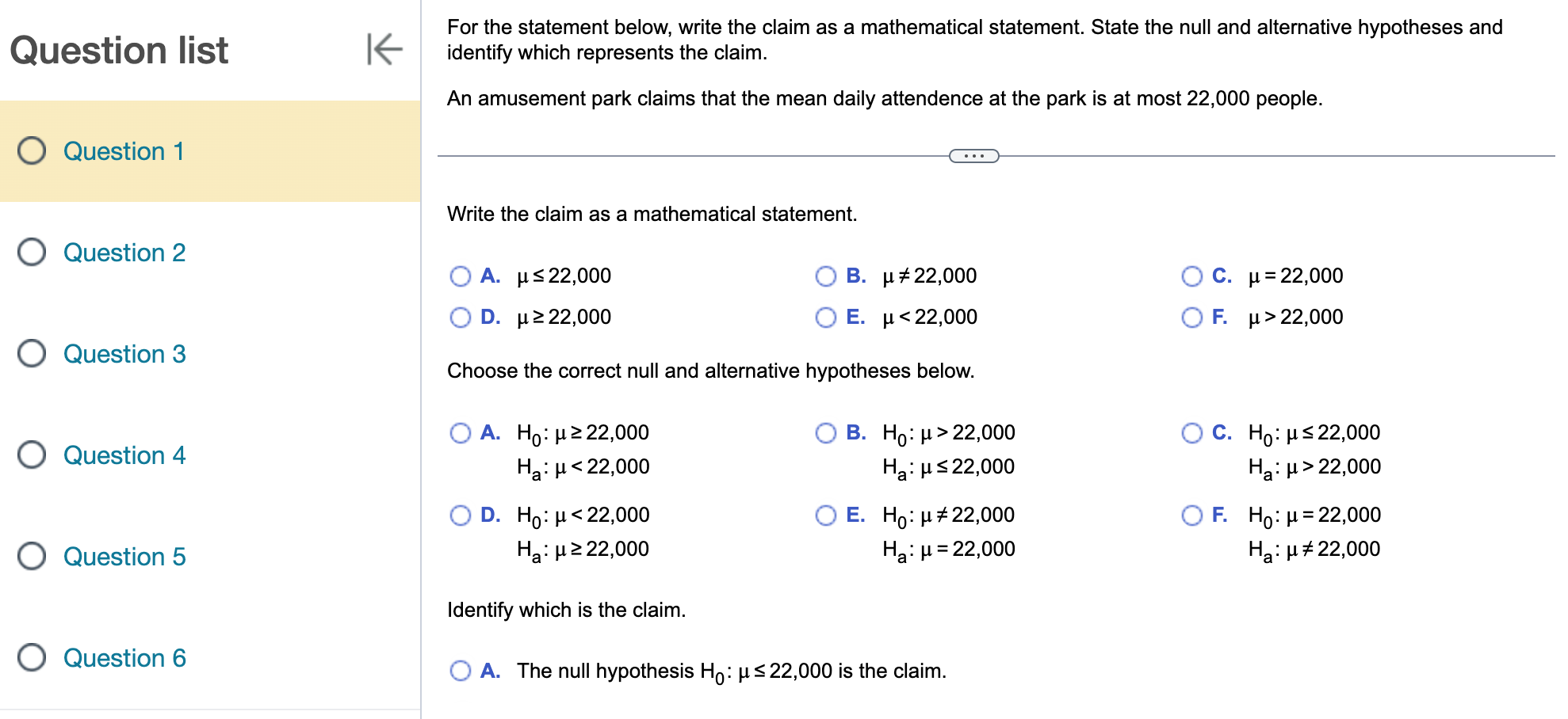  For the statement below, write the claim as a mathematical statement.