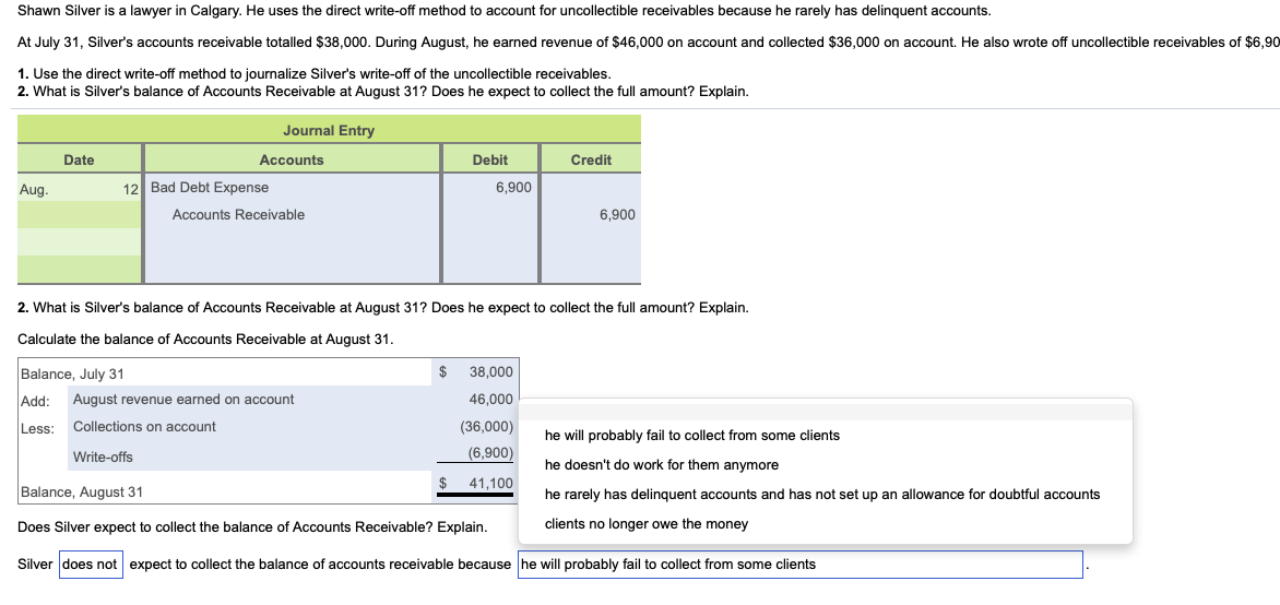 he expect to collect the fullamount? Does or Does not choose