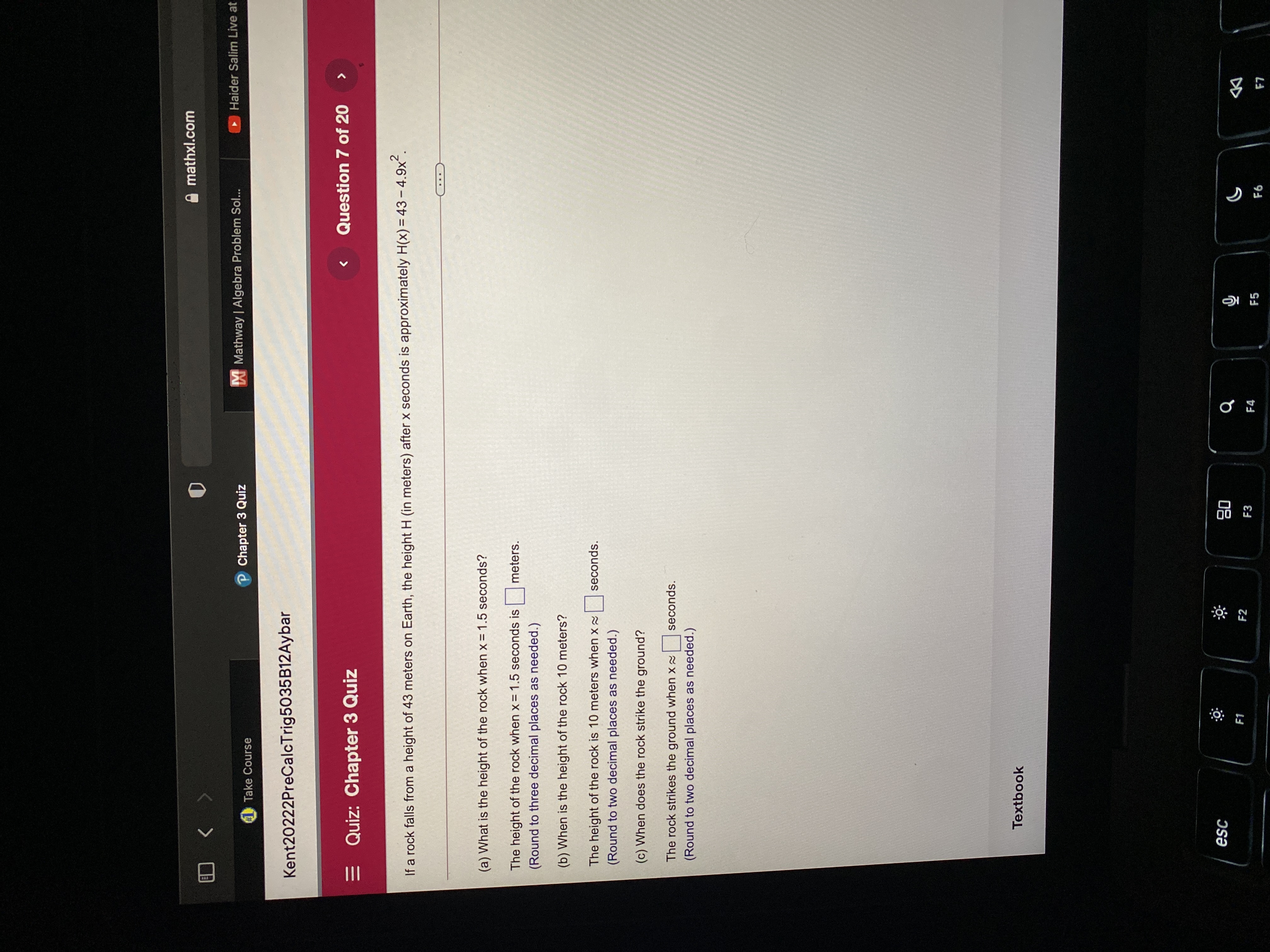 | Algebra Problem Sol. Kent20222PreCalcTrig5035B12Aybar = Quiz: Chapter 3 Quiz Question 3