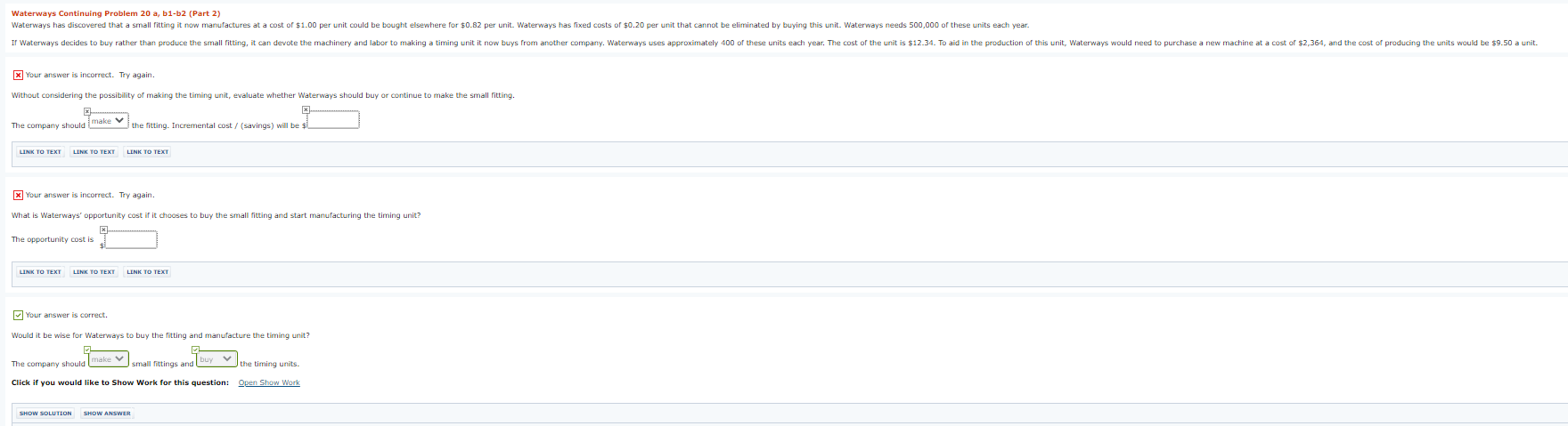 Waterways Continuing Problem 20 a, b1-b2 (Part 2) Waterways has discovered that