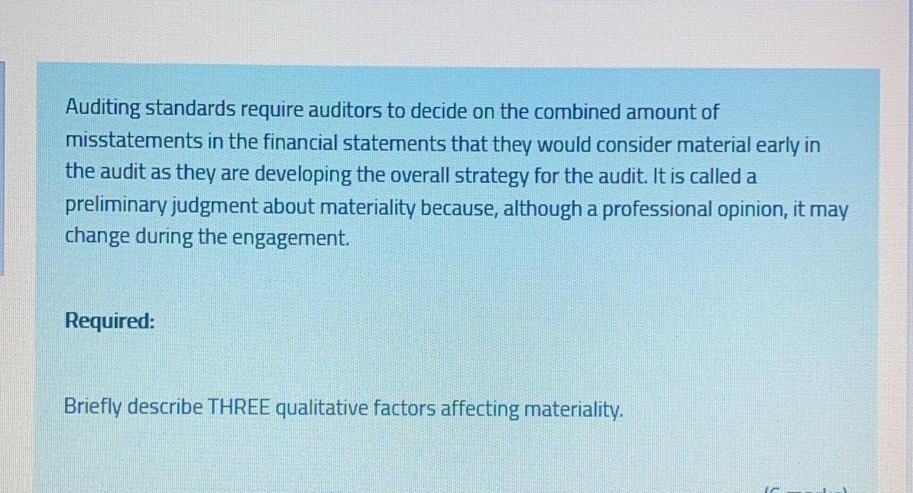 Auditing standards require auditors to decide on the combined amount of misstatements