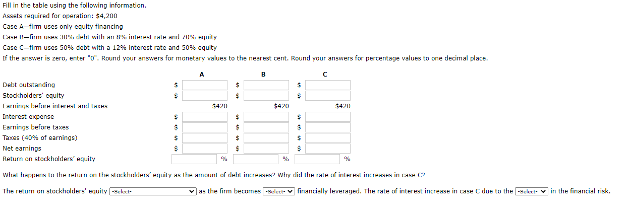 $2,400 Case A-firm uses only equity financing Case B-firm uses 30% debt