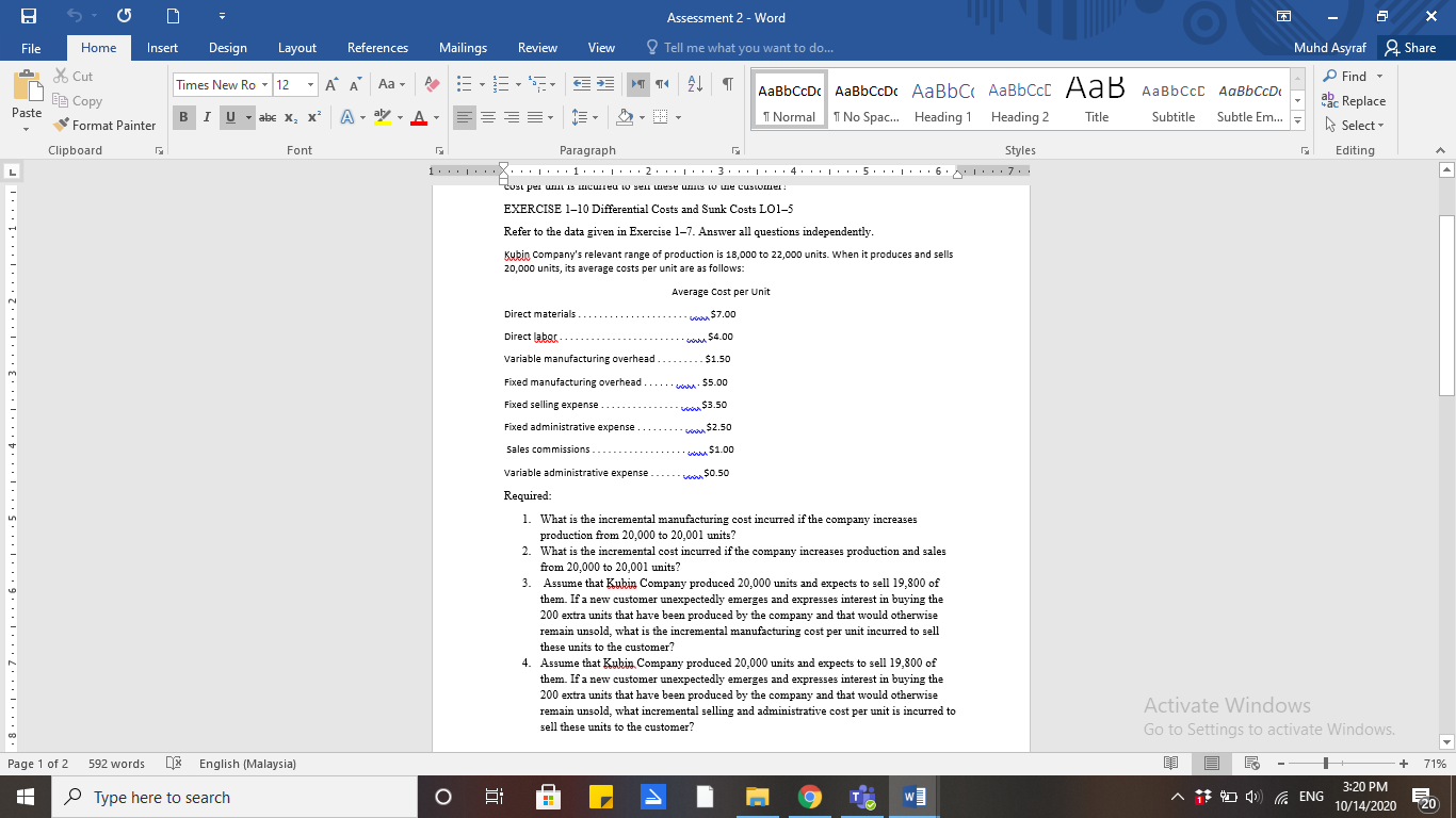 HELP. IM LOOKING FOR THE ANSWER, I NEED CONFIRMATION Assessment 2 -