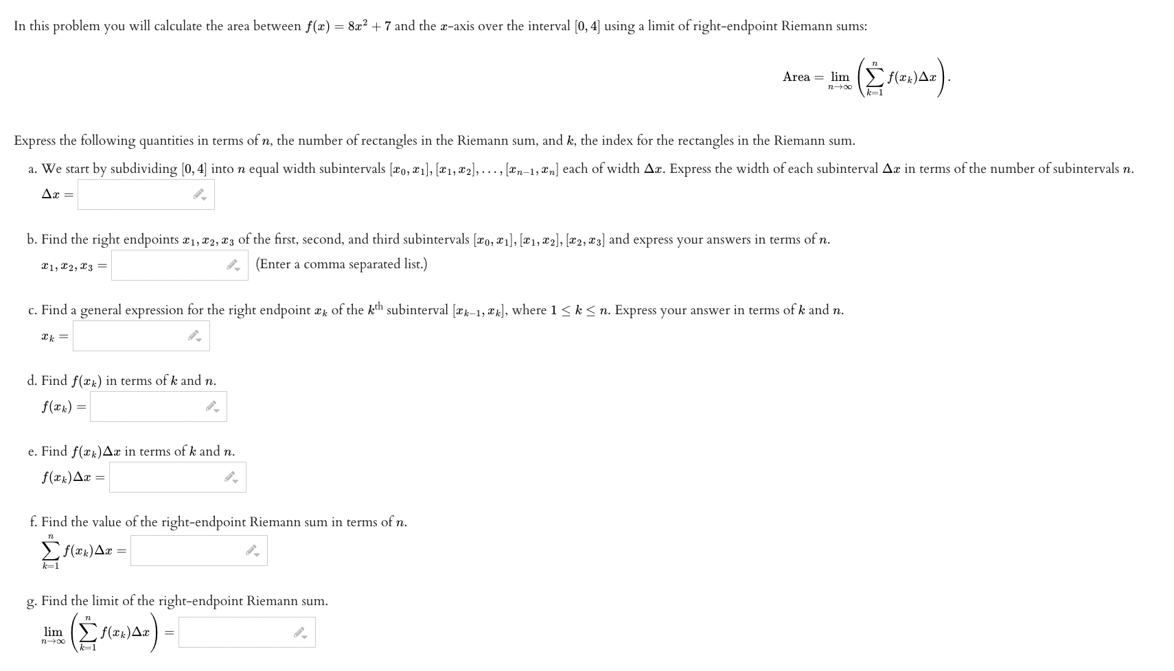  In this problem you will calculate the area between f(x) =