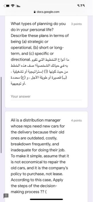docs.google.com What types of planning do you 3 points do in your