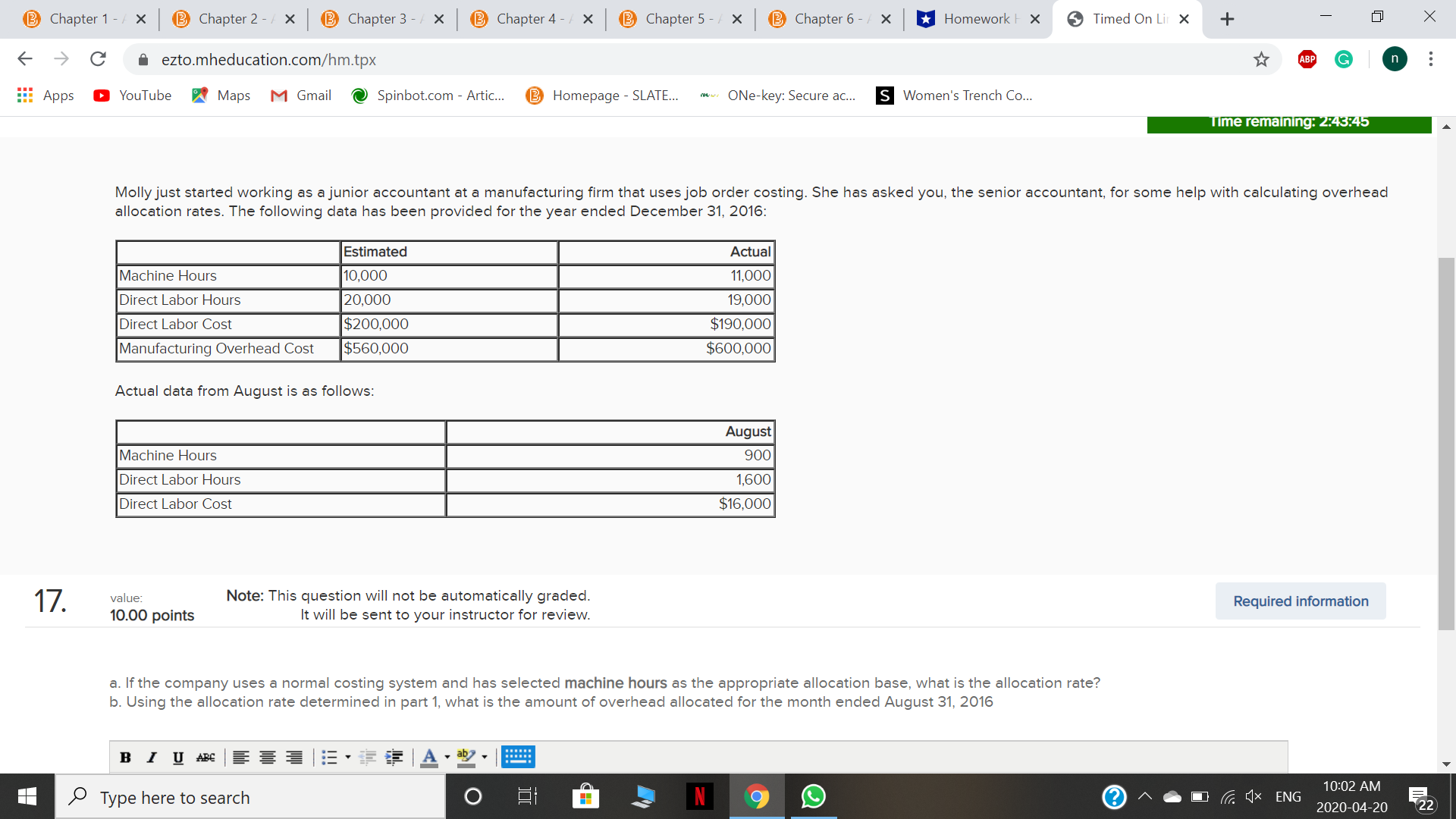 please show full calculations . thank you Chapter 1 - / X