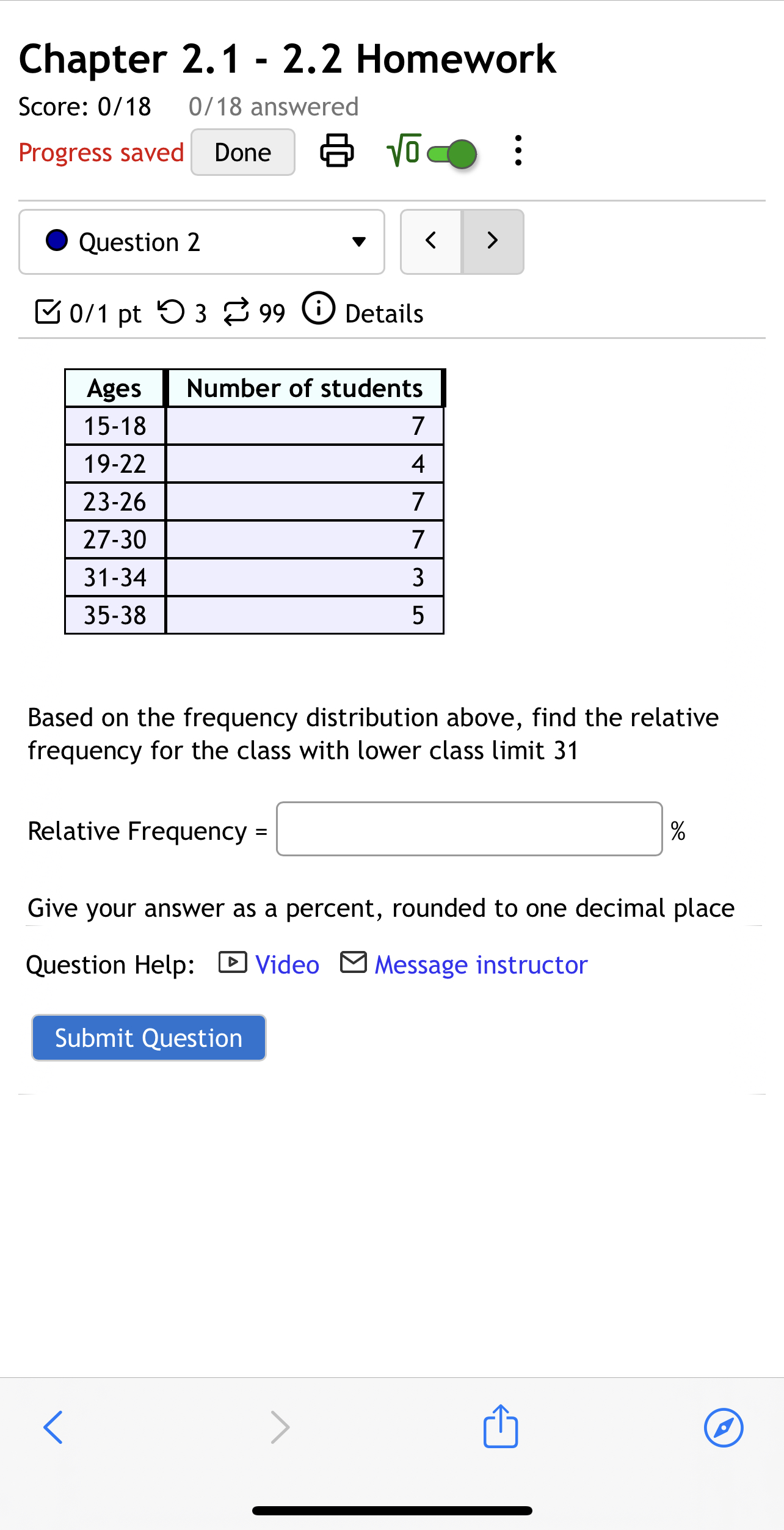 Video 8 Message instructor Submit Question 8:20 Done myopenmath.com AA Chapter 2.