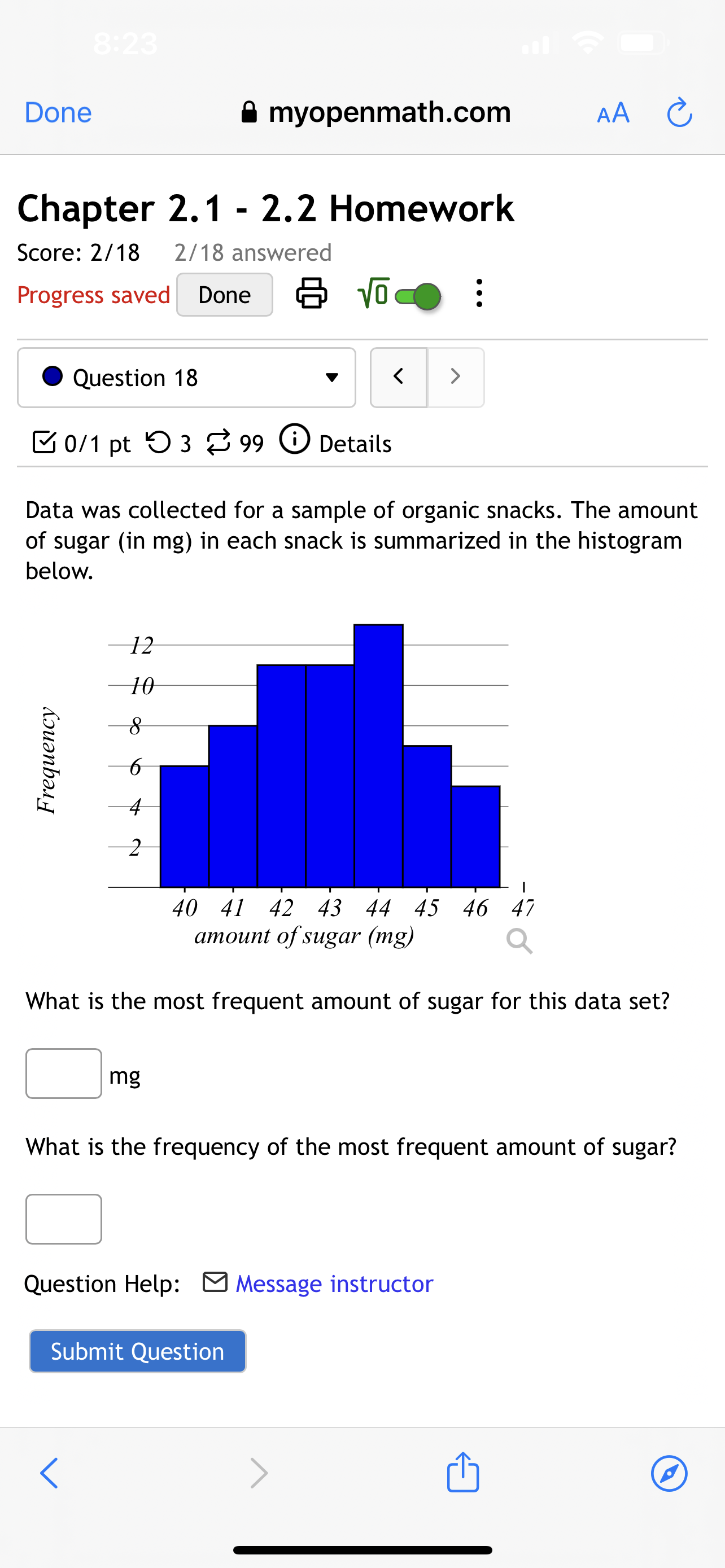 Homework Score: 1/16 1/16 answered Progress saved Done Vo . . .