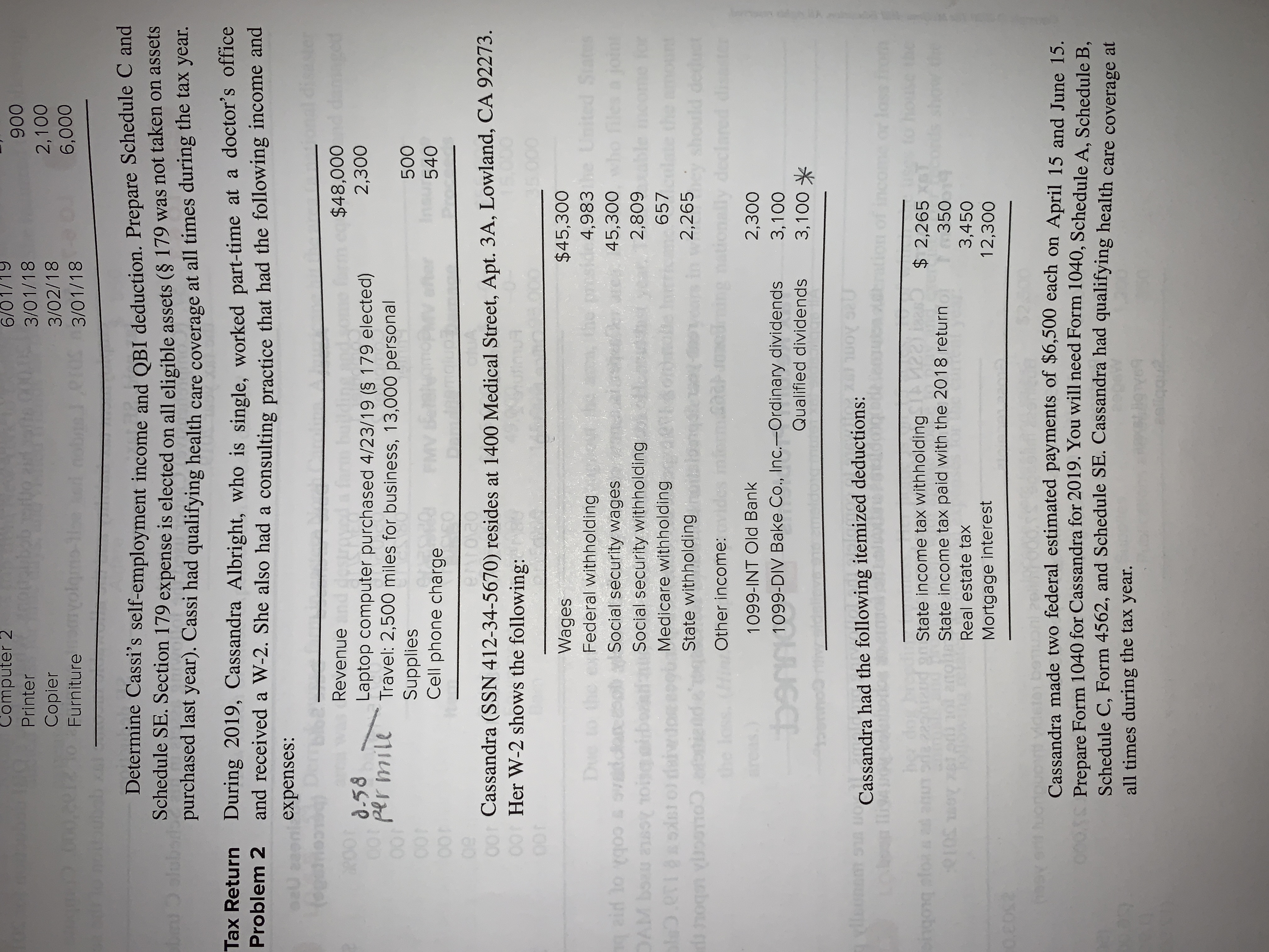 Chapter 6 tax return 2. notice all forms on bottoms required.im just