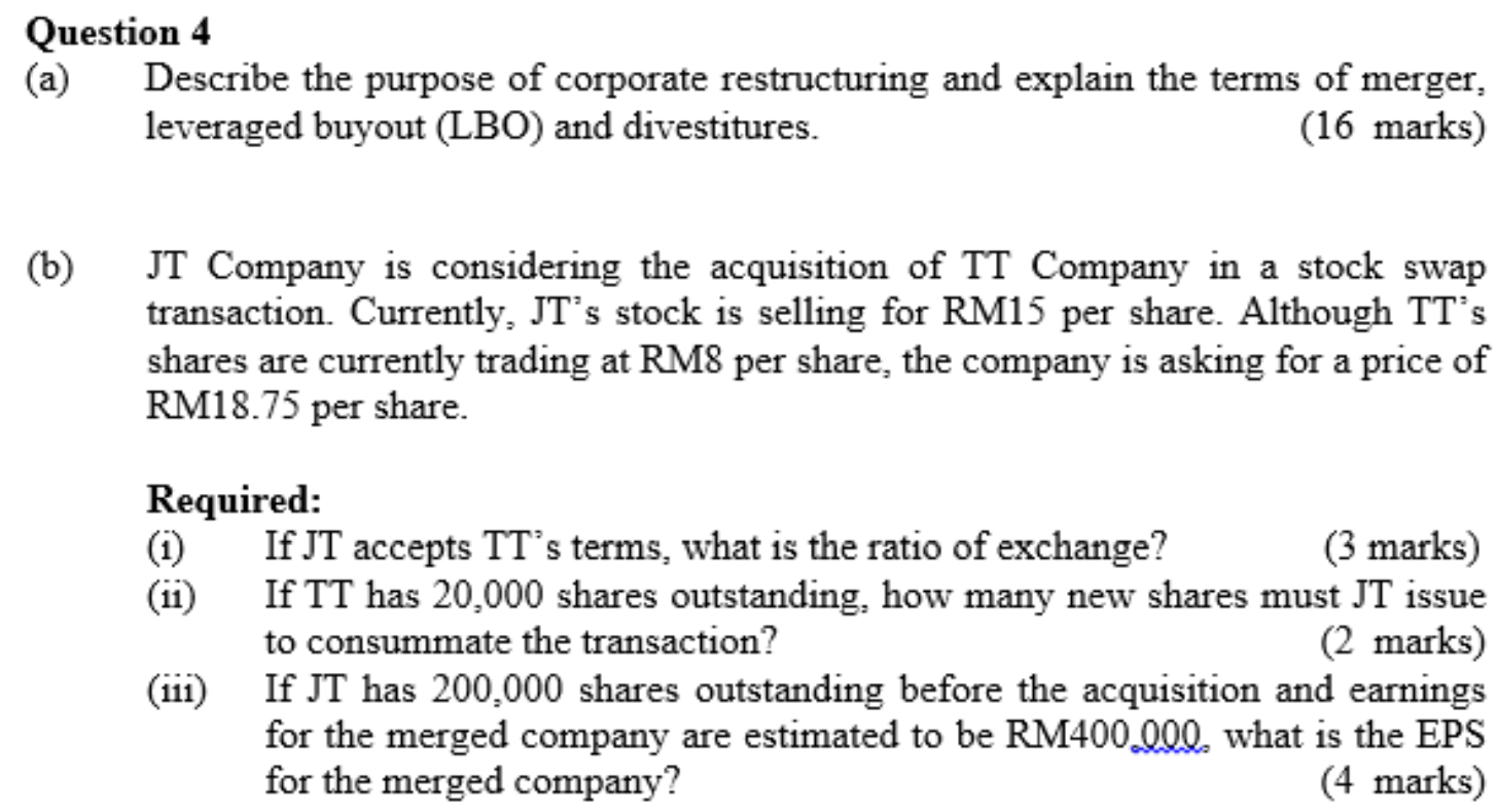 Answer this question correctly and detailed calculation and explanation Question 4 (a)