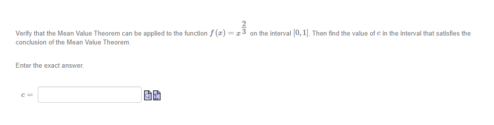 Verify that the Mean Value Theorem can be applied to the