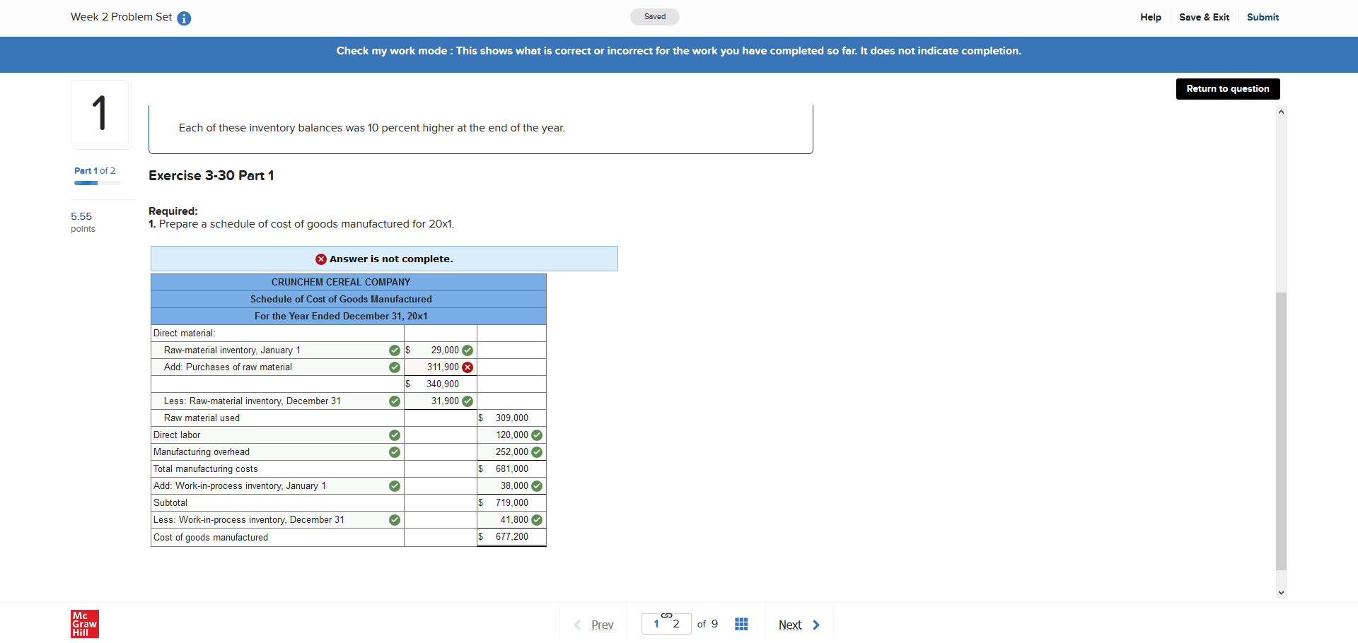 help? Thank you. Week 2 Problem Set i Saved Help Save &
