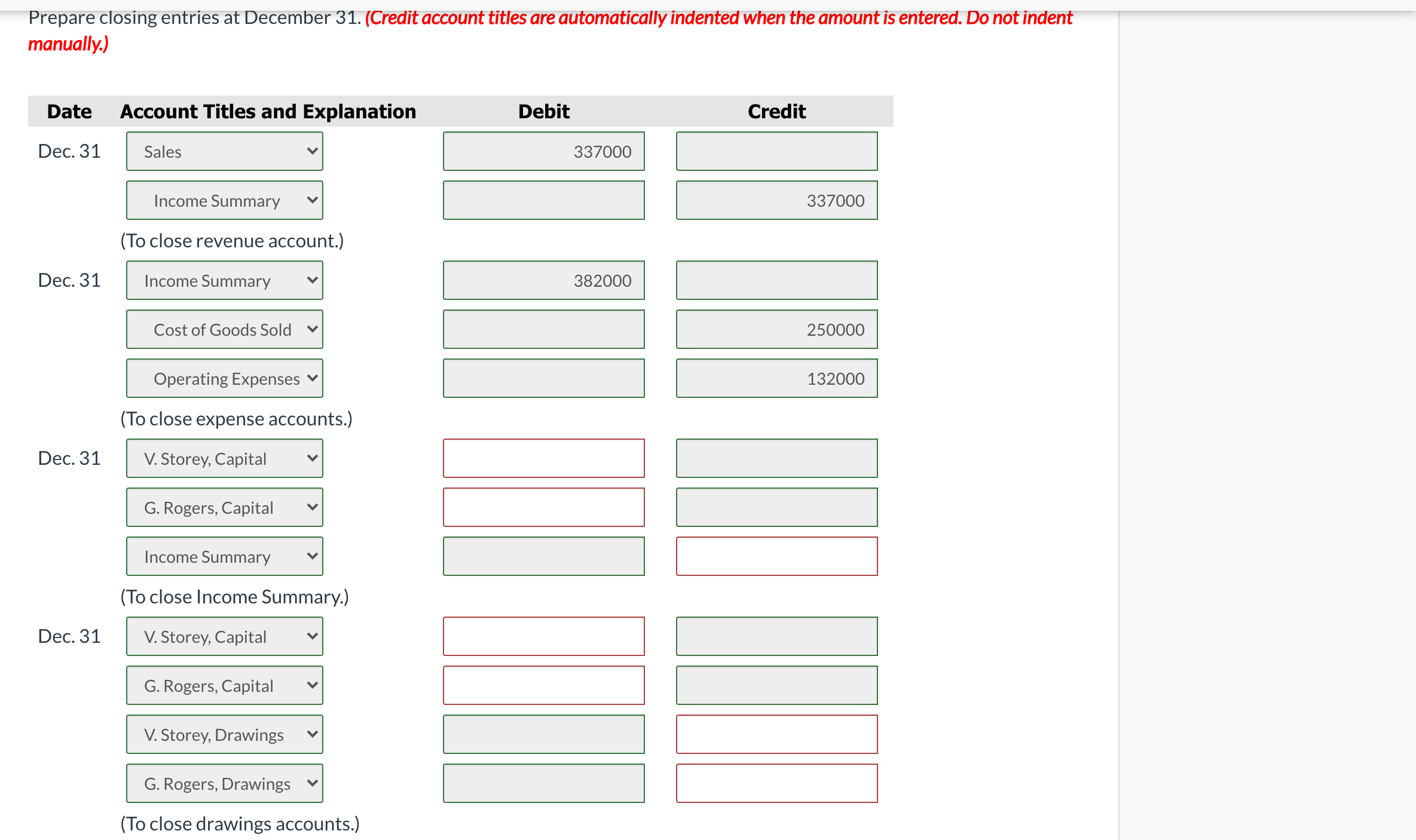 Statement Year Ended December 31, 2021 Sales 337000 Cost of Goods Sold
