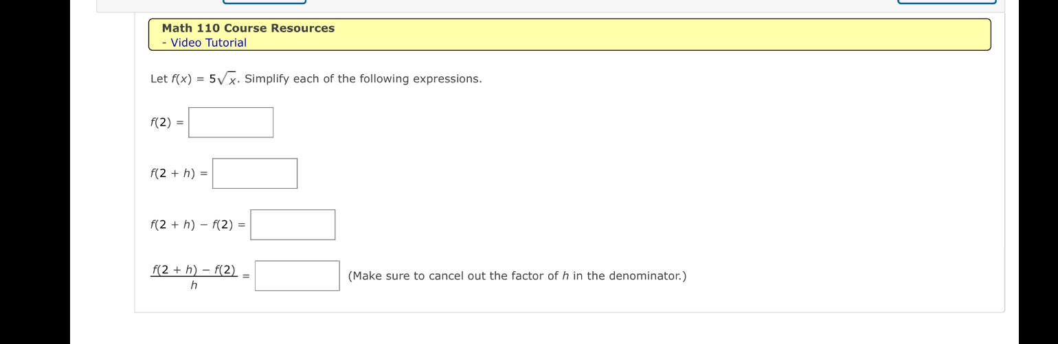 Please circle the answer for each portion, thank you! Math 110 Course